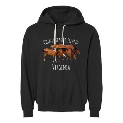 Chincoteague Island Virginia Horse Assateague Pony Garment-Dyed Fleece Hoodie