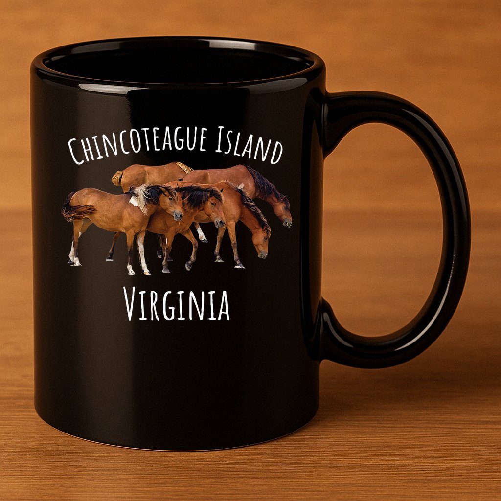 Chincoteague Island Virginia Horse Assateague Pony 11oz C Handle Ceramic Mug