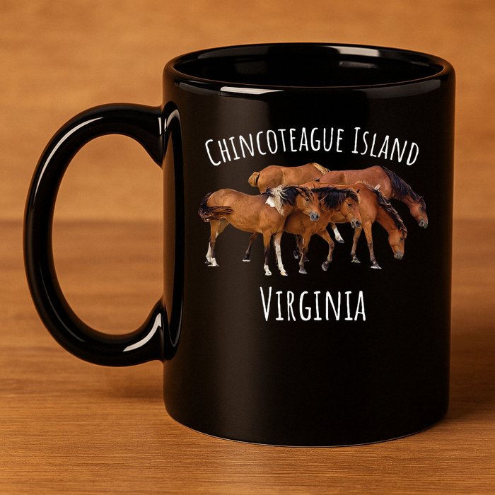 Chincoteague Island Virginia Horse Assateague Pony 11oz C Handle Ceramic Mug