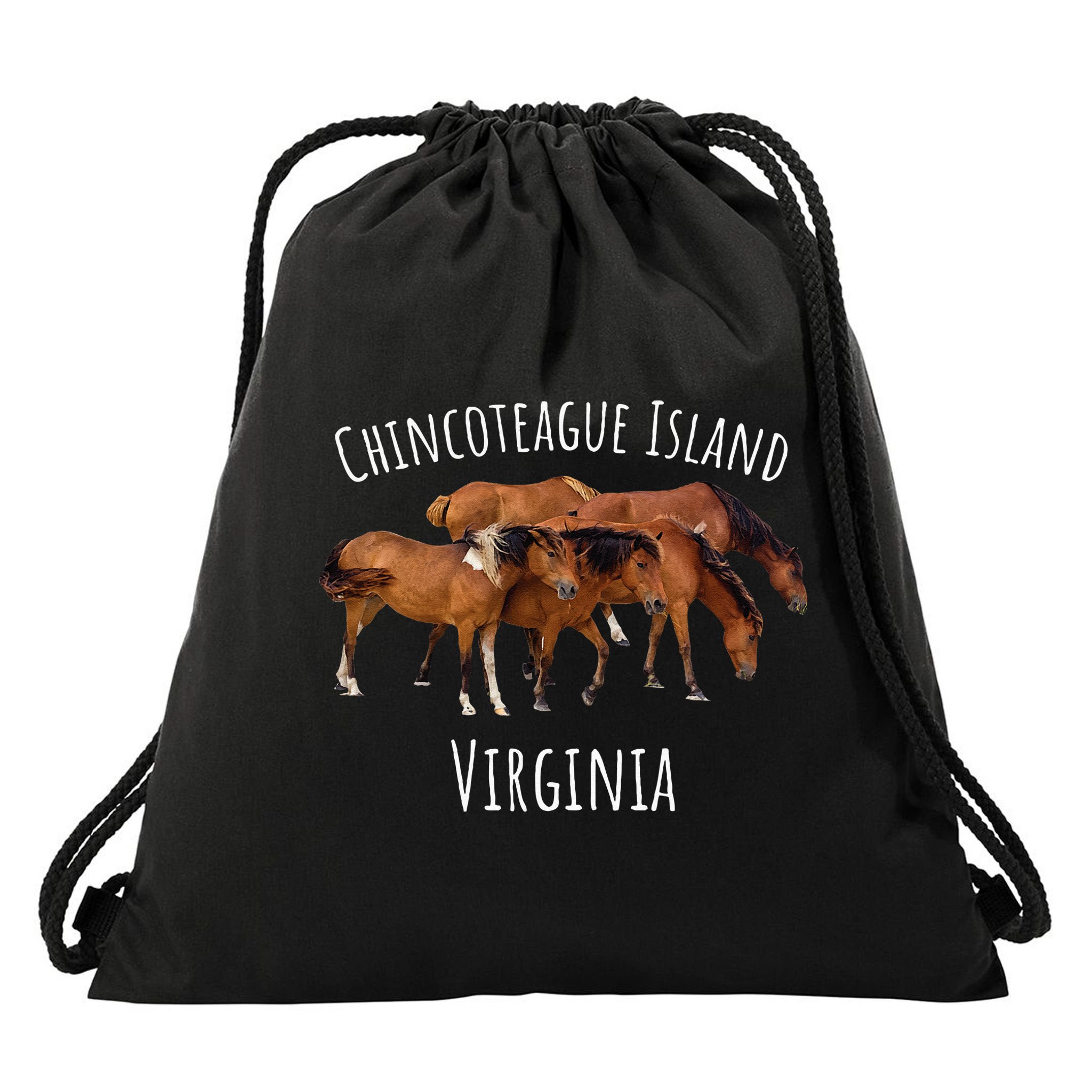 Chincoteague Island Virginia Horse Assateague Pony Drawstring Bag