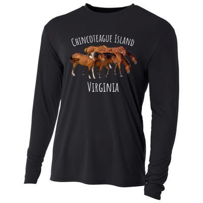 Chincoteague Island Virginia Horse Assateague Pony Cooling Performance Long Sleeve Crew