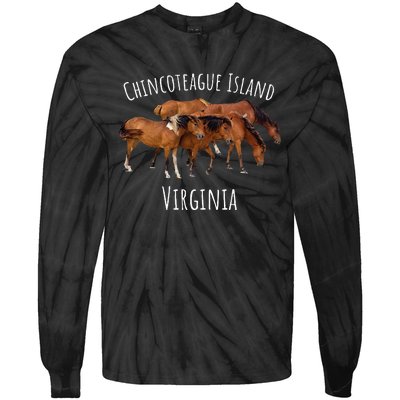 Chincoteague Island Virginia Horse Assateague Pony Tie-Dye Long Sleeve Shirt