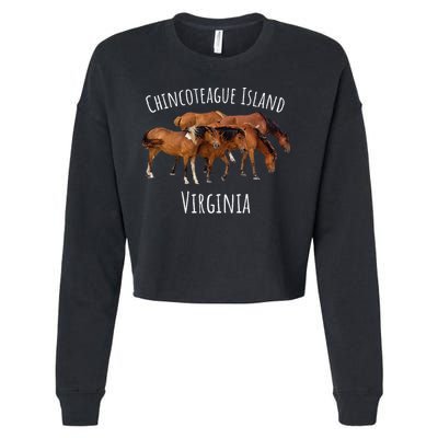 Chincoteague Island Virginia Horse Assateague Pony Cropped Pullover Crew