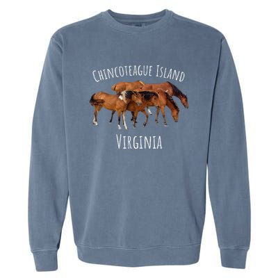 Chincoteague Island Virginia Horse Assateague Pony Garment-Dyed Sweatshirt