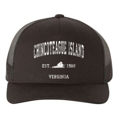 Chincoteague Island Virginia VA Vintage Athletic Sports Desi Yupoong Adult 5-Panel Trucker Hat