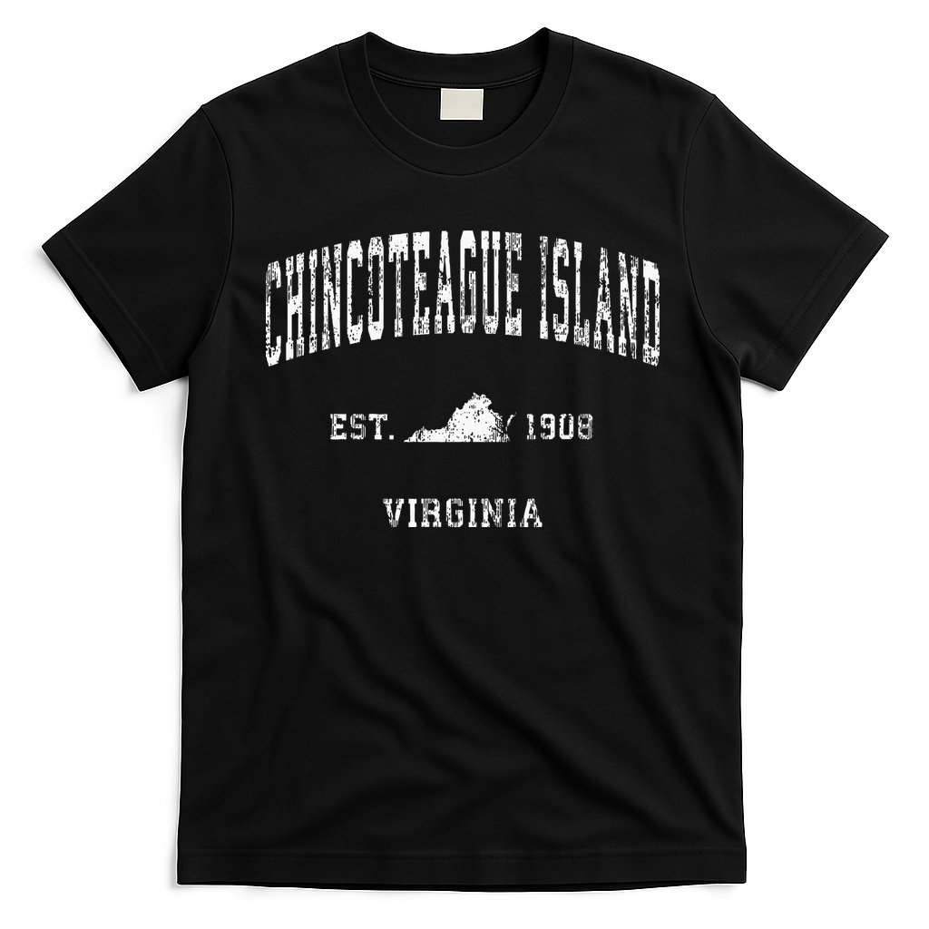 Chincoteague Island Virginia VA Vintage Athletic Sports Desi T-Shirt