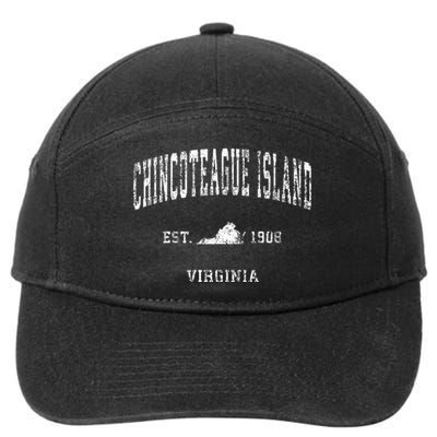 Chincoteague Island Virginia VA Vintage Athletic Sports Desi 7-Panel Snapback Hat