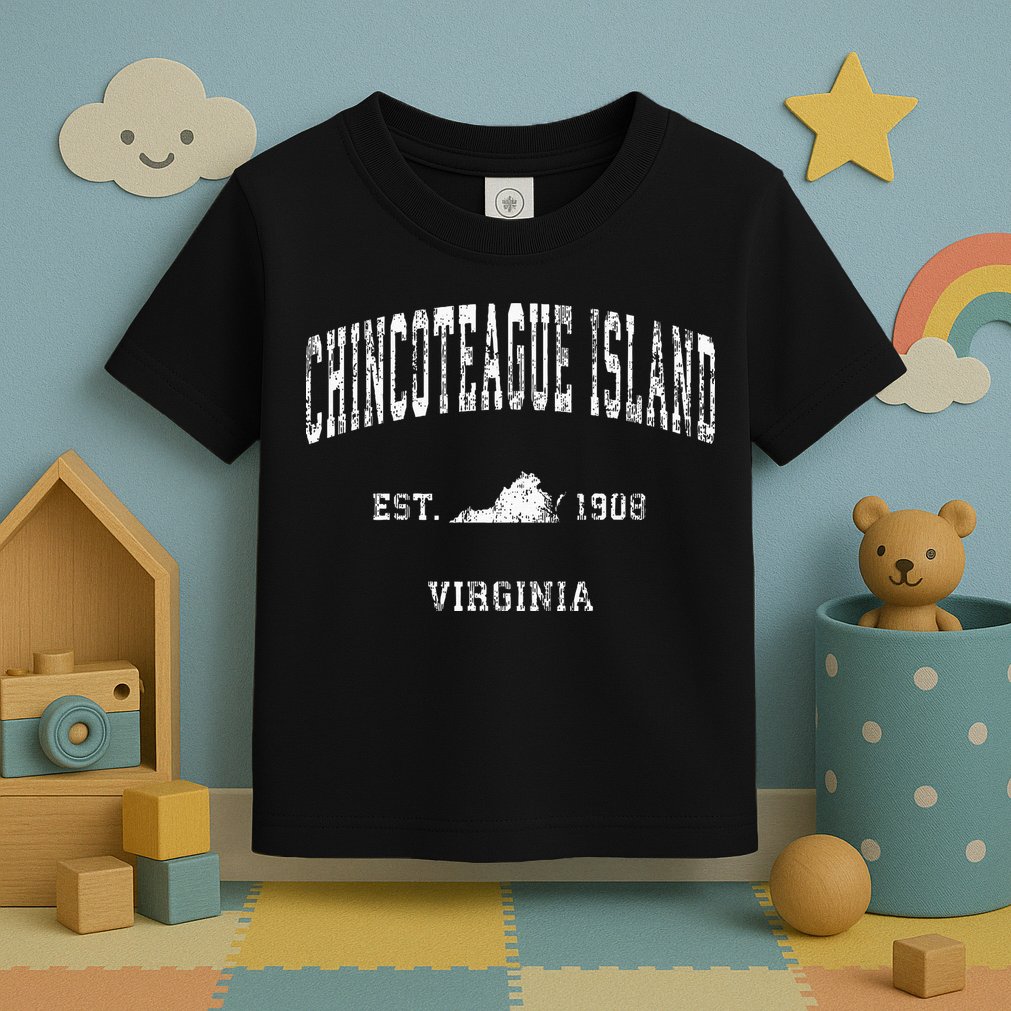 Chincoteague Island Virginia VA Vintage Athletic Sports Desi Toddler T-Shirt