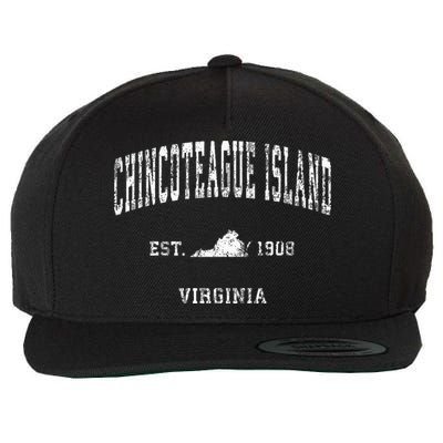 Chincoteague Island Virginia VA Vintage Athletic Sports Desi Wool Snapback Cap