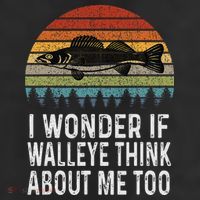 Cute I Wonder If Walleye Think About Me Funny Walleye Fishing Cool Comfort Performance Bucket Hat