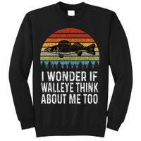 Cute I Wonder If Walleye Think About Me Funny Walleye Fishing Sweatshirt
