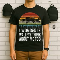 Cute I Wonder If Walleye Think About Me Funny Walleye Fishing T-Shirt