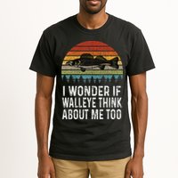 Cute I Wonder If Walleye Think About Me Funny Walleye Fishing Tall T-Shirt