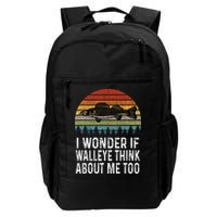 Cute I Wonder If Walleye Think About Me Funny Walleye Fishing Backpack