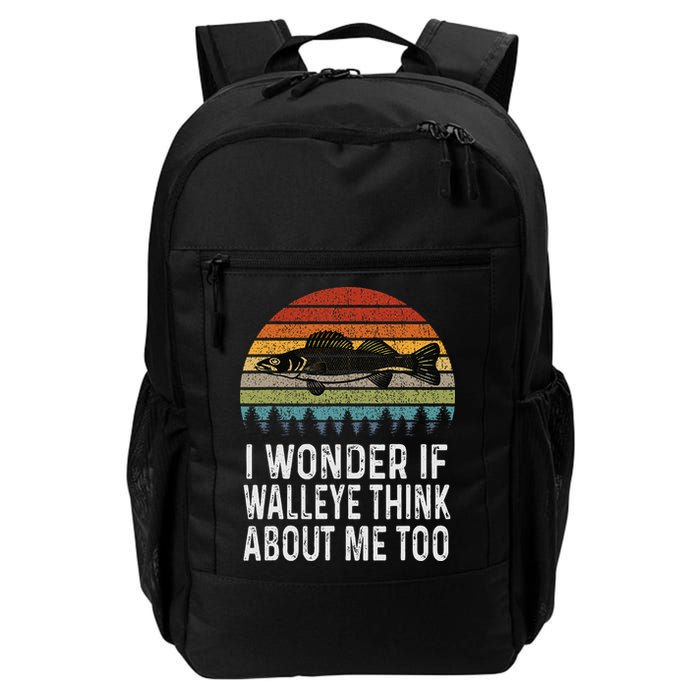 Cute I Wonder If Walleye Think About Me Funny Walleye Fishing Backpack