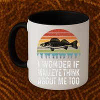 Cute I Wonder If Walleye Think About Me Funny Walleye Fishing Mug