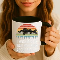Cute I Wonder If Walleye Think About Me Funny Walleye Fishing Mug
