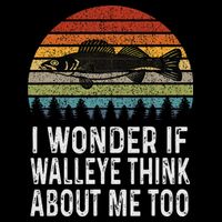 Cute I Wonder If Walleye Think About Me Funny Walleye Fishing Flatbill Hat