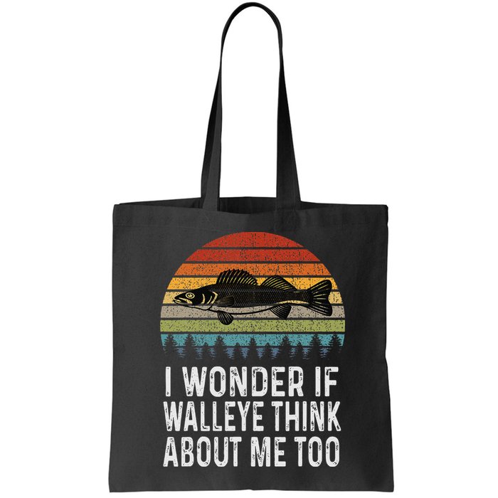 Cute I Wonder If Walleye Think About Me Funny Walleye Fishing Bag