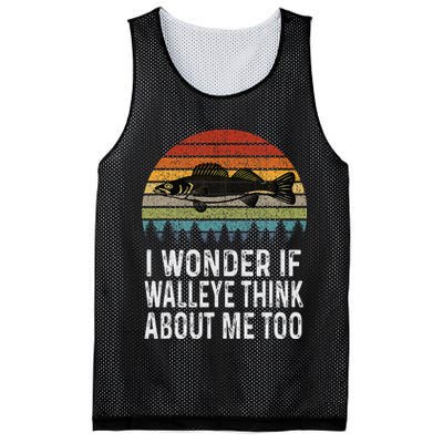 Cute I Wonder If Walleye Think About Me Funny Walleye Fishing Mesh Reversible Basketball Jersey Tank
