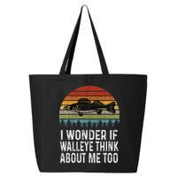 Cute I Wonder If Walleye Think About Me Funny Walleye Fishing 25L Jumbo Tote