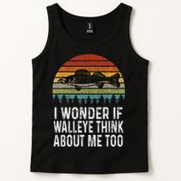 Cute I Wonder If Walleye Think About Me Funny Walleye Fishing Tank Top
