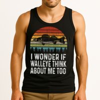 Cute I Wonder If Walleye Think About Me Funny Walleye Fishing Tank Top