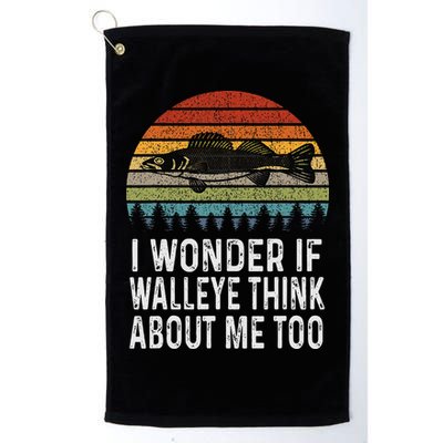 Cute I Wonder If Walleye Think About Me Funny Walleye Fishing Golf Towel