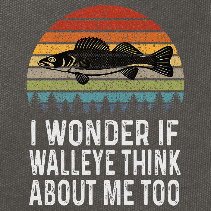 Cute I Wonder If Walleye Think About Me Funny Walleye Fishing Cotton Canvas Backpack