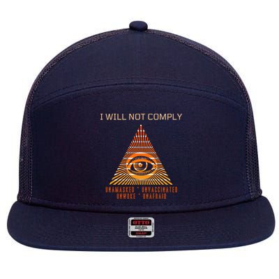Conservative I Will Not Comply 7 Panel Mesh Trucker Snapback Hat