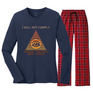 Conservative I Will Not Comply Women's Long Sleeve Flannel Pajama Set 