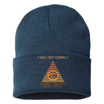 Conservative I Will Not Comply Sustainable Knit Beanie