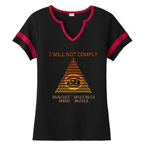 Conservative I Will Not Comply Ladies Halftime Notch Neck Tee