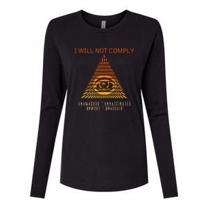 Conservative I Will Not Comply Womens Cotton Relaxed Long Sleeve T-Shirt