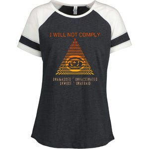 Conservative I Will Not Comply Enza Ladies Jersey Colorblock Tee