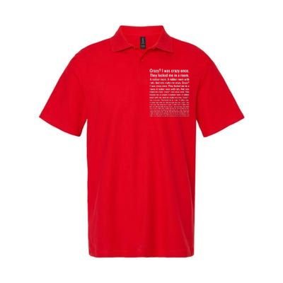 Crazy I Was Crazy Once Meme Softstyle Adult Sport Polo