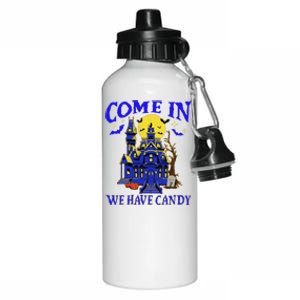 Come In We Have Candy Spooky Bats Haunted House Halloween Aluminum Water Bottle 