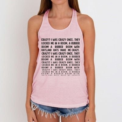 Crazy I Was Crazy Once Meme Women's Knotted Racerback Tank