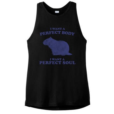 Capybara I Want A Perfect Soul Funny Capybara Meme Ladies PosiCharge Tri-Blend Wicking Tank