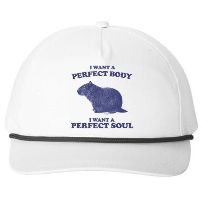 Capybara I Want A Perfect Soul Funny Capybara Meme Snapback Five-Panel Rope Hat