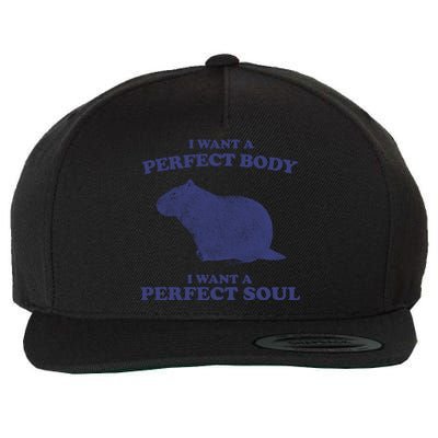 Capybara I Want A Perfect Soul Funny Capybara Meme Wool Snapback Cap