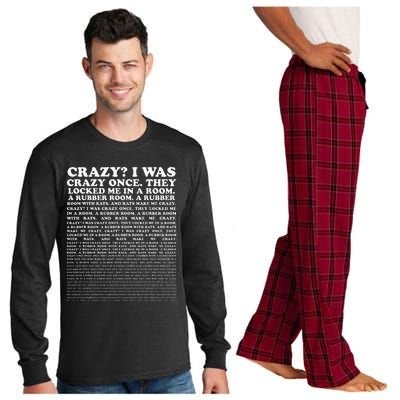 Crazy I Was Crazy Once. Funny Trending Meme Long Sleeve Pajama Set