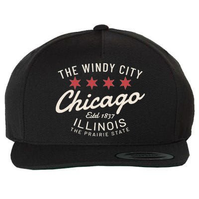 Chicago Illinois Windy City Estd 1837 Prairie State Souvenir Wool Snapback Cap