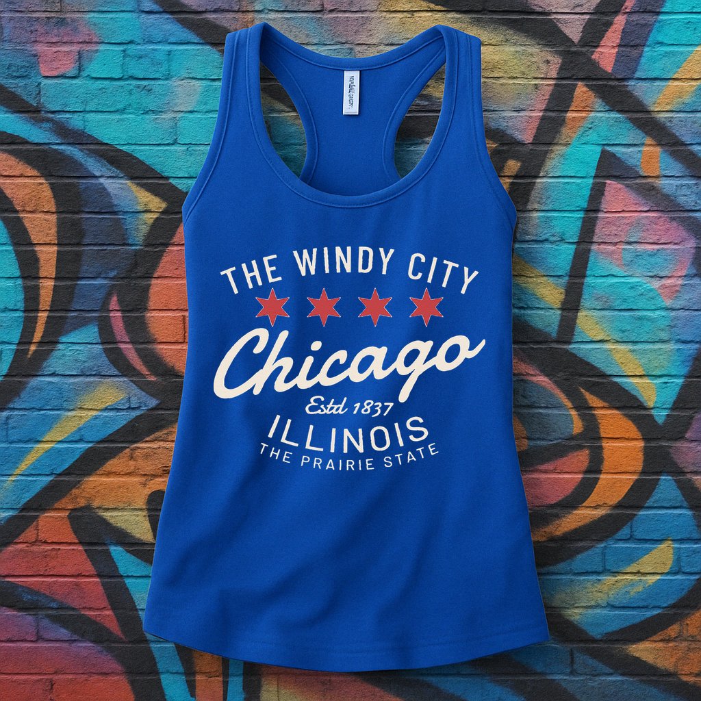 Chicago Illinois Windy City Estd 1837 Prairie State Souvenir Womens Tank Top