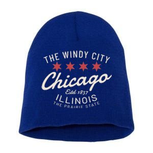 Chicago Illinois Windy City Estd 1837 Prairie State Souvenir Short Acrylic Beanie