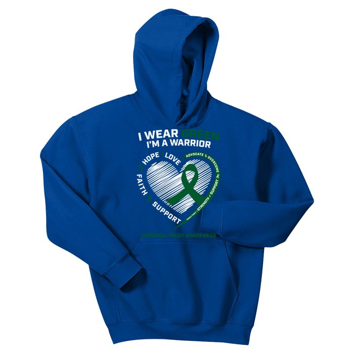 Clothing I Wear Green Cp Warrior Cerebral Palsy Awareness Great Gift Kids Hoodie