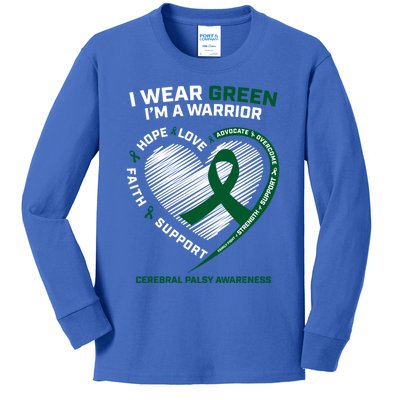 Clothing I Wear Green Cp Warrior Cerebral Palsy Awareness Great Gift Kids Long Sleeve Shirt