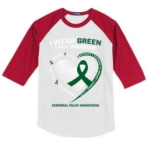 Clothing I Wear Green Cp Warrior Cerebral Palsy Awareness Great Gift Kids Colorblock Raglan Jersey