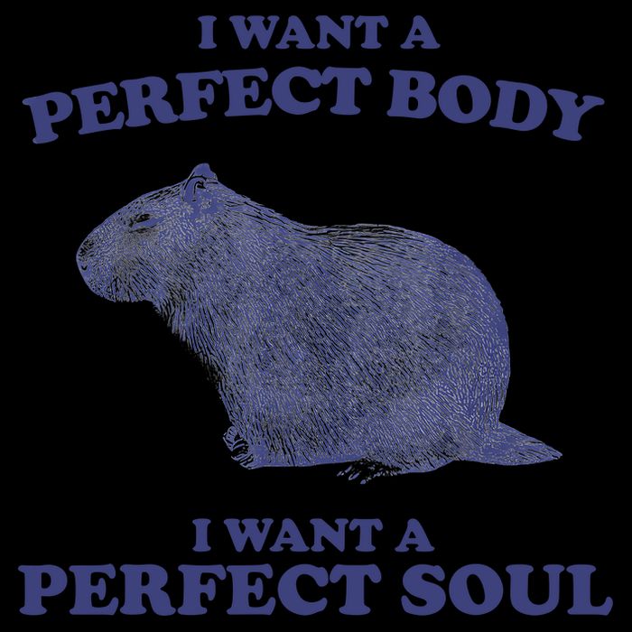Capybara I Want A Perfect Body I Want A Perfect Soul Meme Drawstring Bag