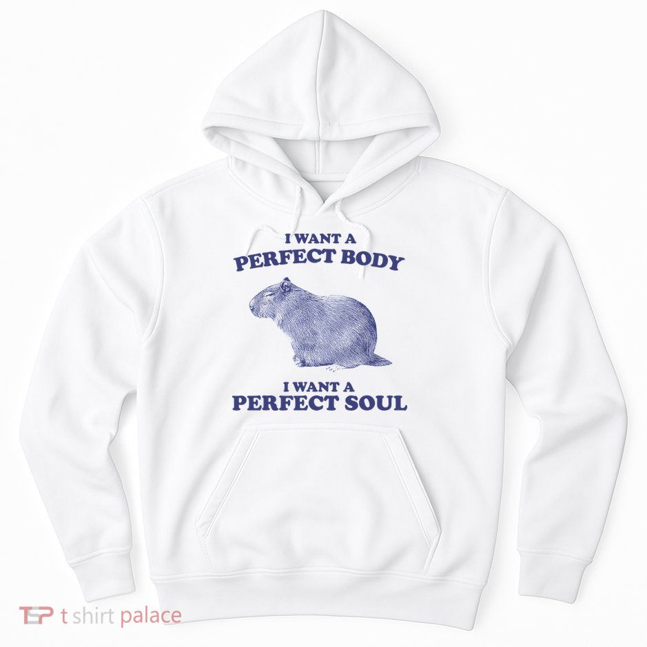 Capybara I Want A Perfect Body I Want A Perfect Soul Meme Hoodie
